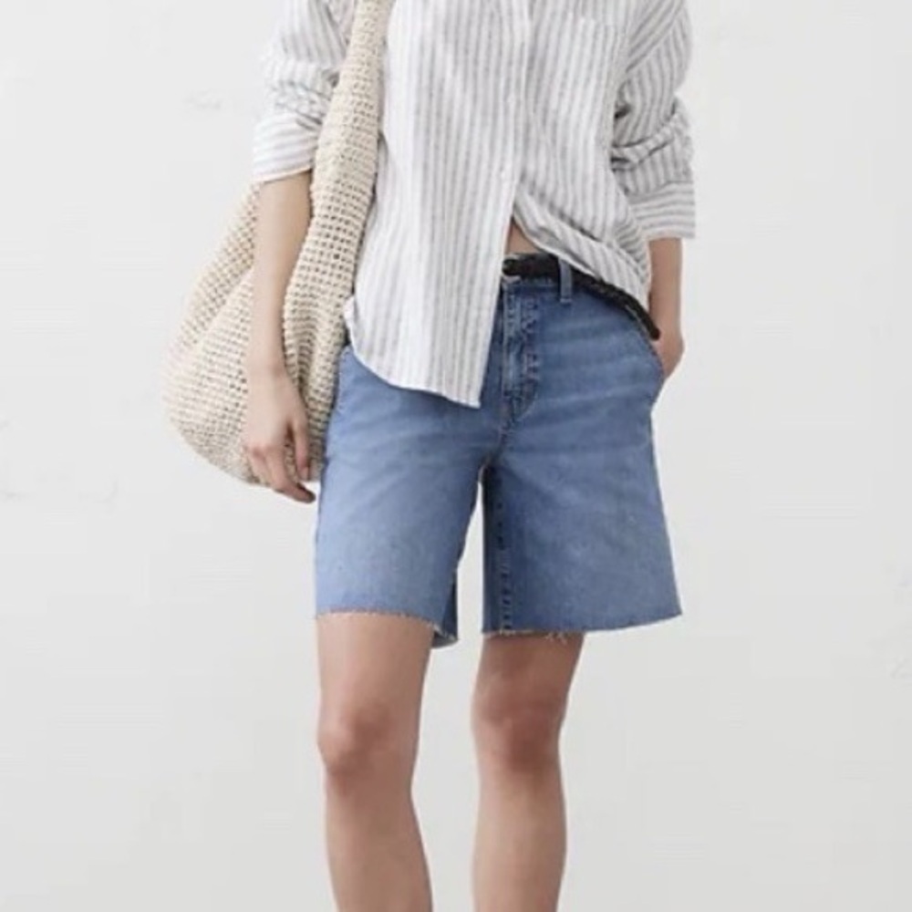 Banana Republic Factory Light Blue Denim High-Waist Shorts